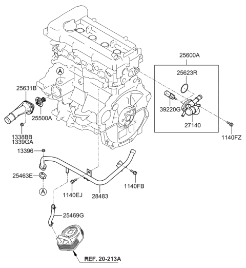 2016 Kia Forte Coolant Pipe & Hose Diagram 1