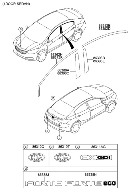 2015 Kia Forte Koup Sub-Logo Assembly Diagram for 86310A7050