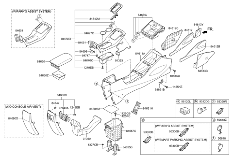 2016 Kia Forte Complete-Console Floor Diagram for 93300A7110AK5