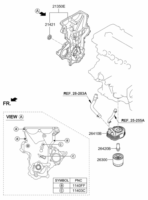 2014 Kia Forte Front Case & Oil Filter Diagram 1