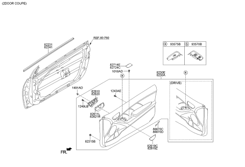 2015 Kia Forte Koup Power Window Assist Switch Assembly Diagram for 93575A7520K3S