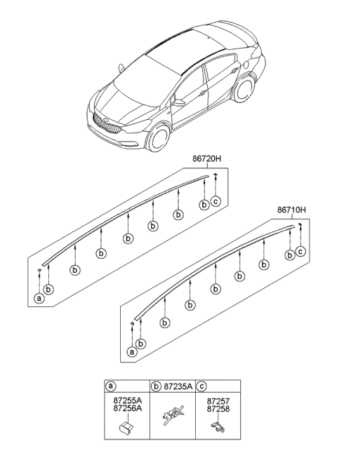 2015 Kia Forte Koup Piece-Roof GARNISH E Diagram for 87243A7000