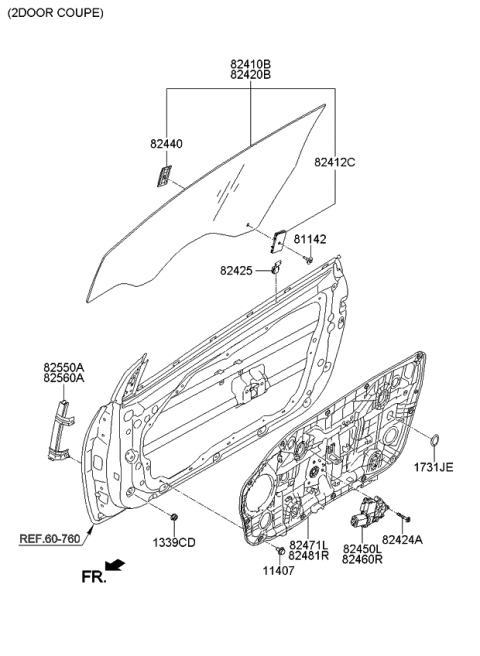 2014 Kia Forte Pad-Door Glass Diagram for 824122M000