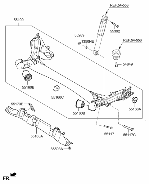 2015 Kia Forte Koup Under Cover,LH Diagram for 551633X500