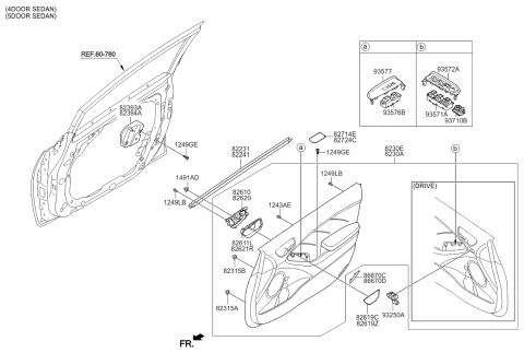 2015 Kia Forte Koup Door Inside Handle Assembly, Right Diagram for 82620A7010CR