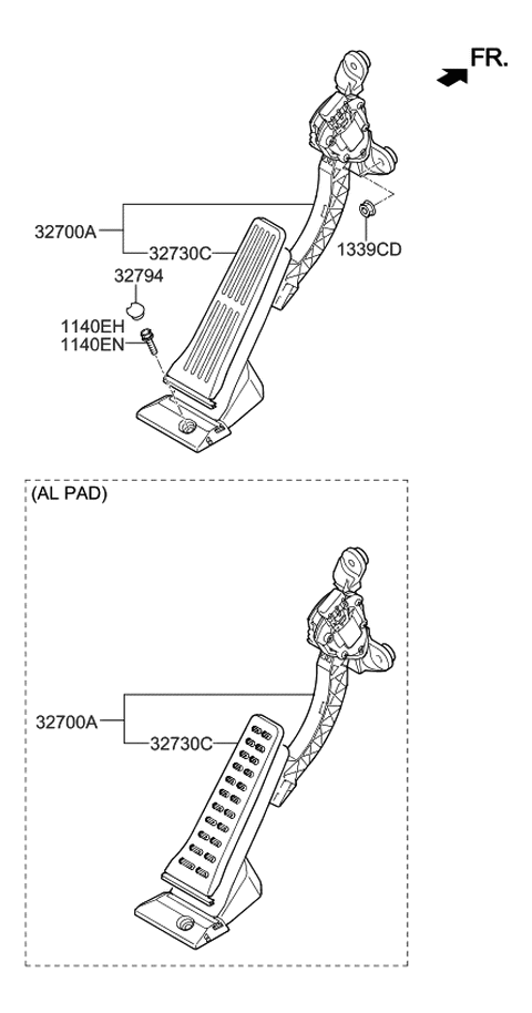 2016 Kia Forte Pedal Assembly-Accelerator Diagram for 327003X100