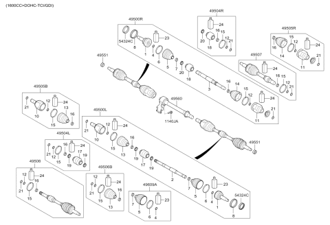 2016 Kia Forte Boot Kit-Front Axle Wheel Diagram for 49594A76A0