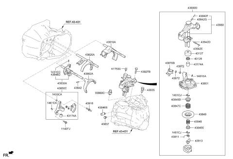 2014 Kia Forte Gear Shift Control-Manual Diagram