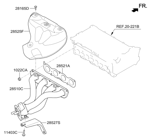2014 Kia Forte Exhaust Manifold Catalytic Assembly Diagram for 285102E390