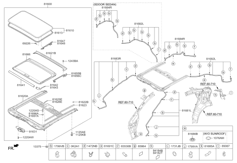 2014 Kia Forte Sunroof Assembly Diagram for 81600A7501WK