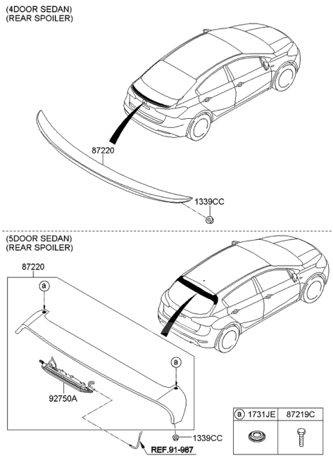 2016 Kia Forte Roof Garnish & Rear Spoiler Diagram 2