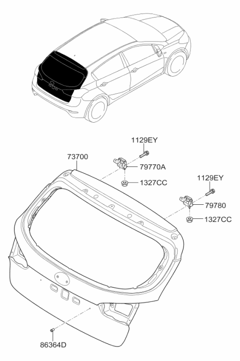 2014 Kia Forte Tail Gate Diagram