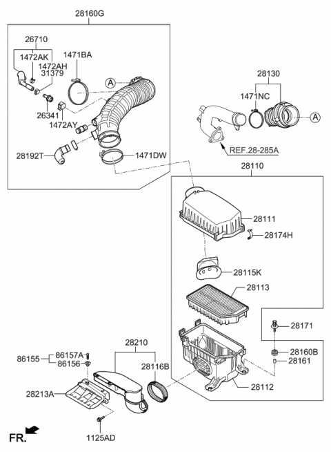 2014 Kia Forte Koup Body-Air Cleaner Diagram for 28112A2550