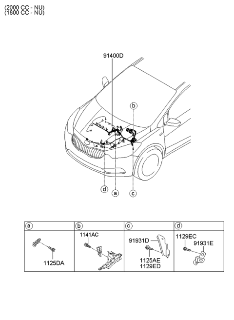 2016 Kia Forte Koup Wiring Assembly-Control Diagram for 91420A7011