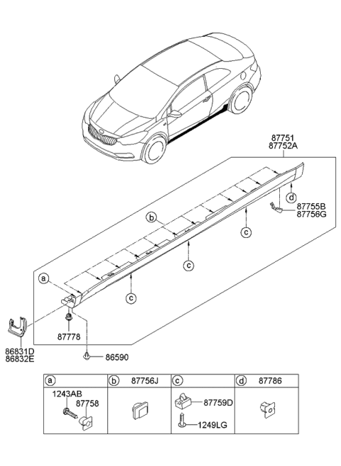 2016 Kia Forte Koup MOULDING Assembly-Side S Diagram for 87752A7200