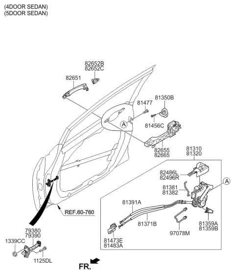 2016 Kia Forte Koup Rod-Front Door Safety Lock Diagram for 81391A7000