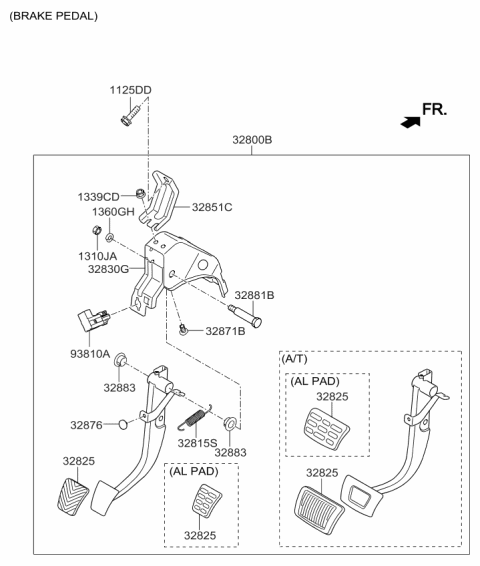 2015 Kia Forte Brake & Clutch Pedal Diagram 1