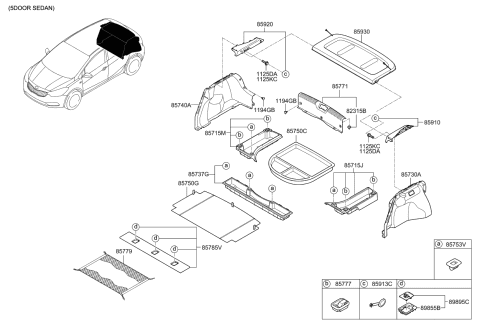 2016 Kia Forte Koup Trim Assembly-Covering Shelf Diagram for 85930A7000WK