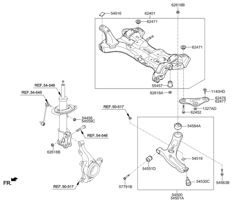 2014 Kia Forte BUSHING-CROSSMEMBER Diagram for 624853Z000