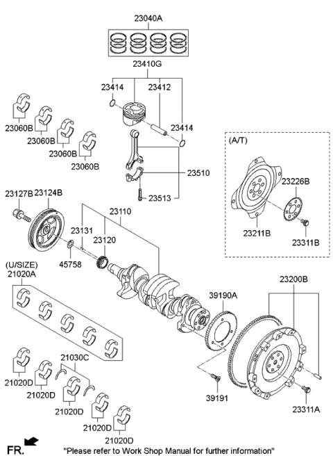 2016 Kia Forte Koup Piston & Pin Assembly Diagram for 230412BAC0