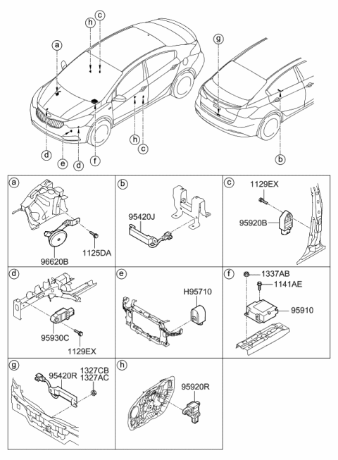 2016 Kia Forte Koup Smartkey Antenna Assembly Diagram for 95420A7100