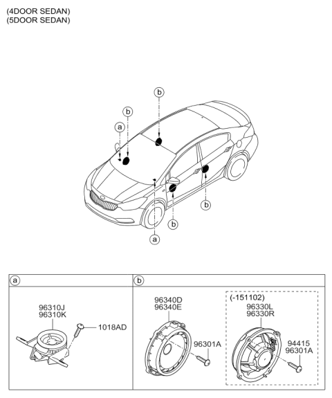 2014 Kia Forte Koup Tweeter Speaker Assembly, Left Diagram for 96310A7000