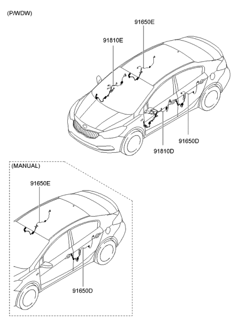 2016 Kia Forte Wiring Assembly-Front Door(Pa Diagram for 91615A7100