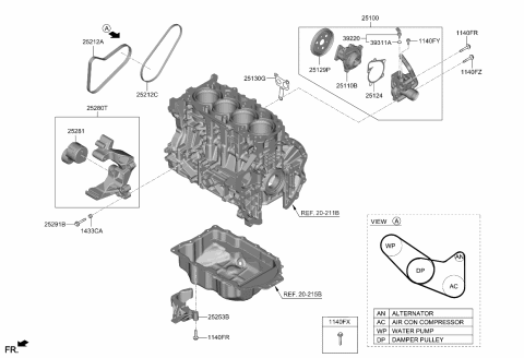 2022 Kia K5 Ribbed V Belt Diagram for 252122S100