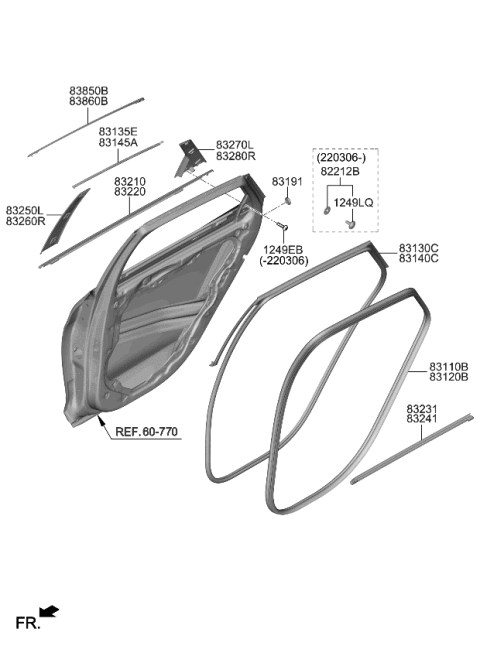 2022 Kia K5 MOULDING-Rr Dr OPNG Diagram for 831E0L3000