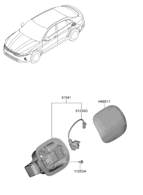 2022 Kia K5 Fuel Filler Door Assembly Diagram for 69511L3000