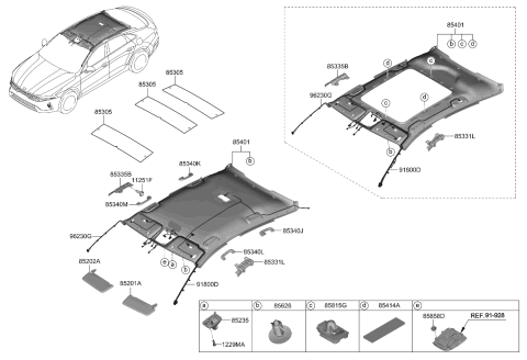 2021 Kia K5 Sunvisor Assembly Right Diagram for 85220L3020WK