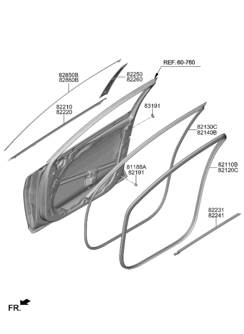 2021 Kia K5 Moulding-Front Door Diagram