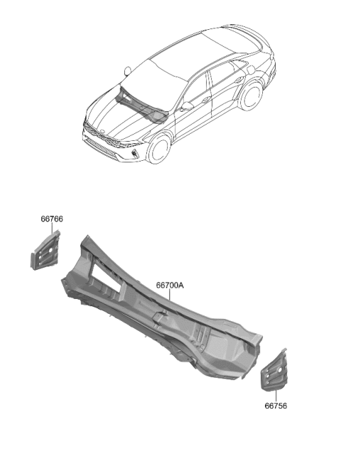 2021 Kia K5 Panel Assembly-COWL Comp Diagram for 66700L3000