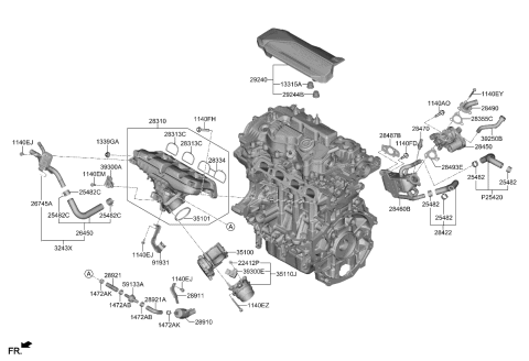 2022 Kia K5 Engine Cover Assembly Diagram for 292402M800