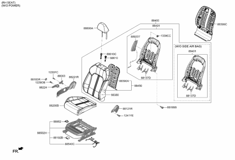 2024 Kia K5 Knob-Front Seat RECL Diagram for 88026L3000WK