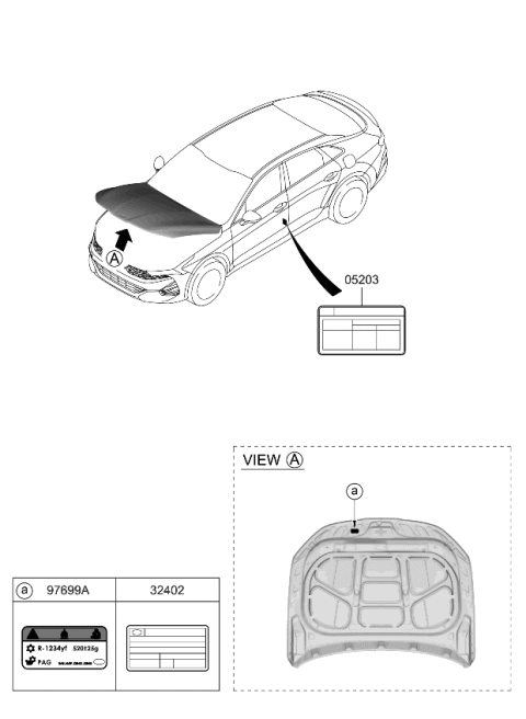 2023 Kia K5 Label-Tire Pressure Diagram for 05203L3100