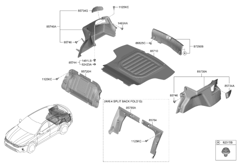 2022 Kia K5 Cover-Luggage Side,L Diagram for 85734L3000WK