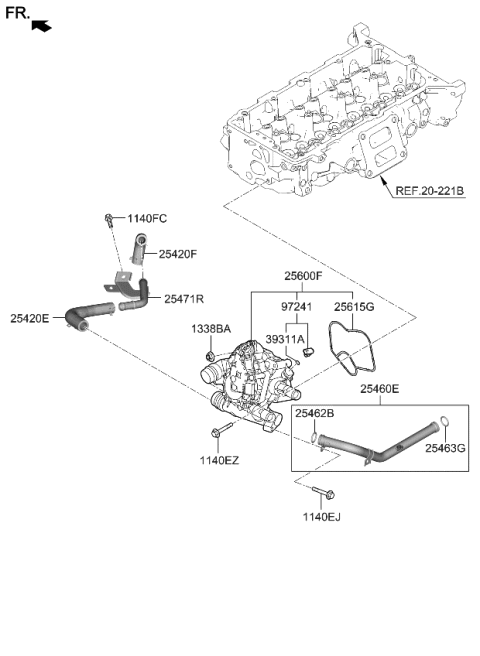 2023 Kia K5 Coolant Pipe & Hose Diagram 2