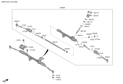 2021 Kia K5 GEAR ASSY-STEERING Diagram for 56500L3000