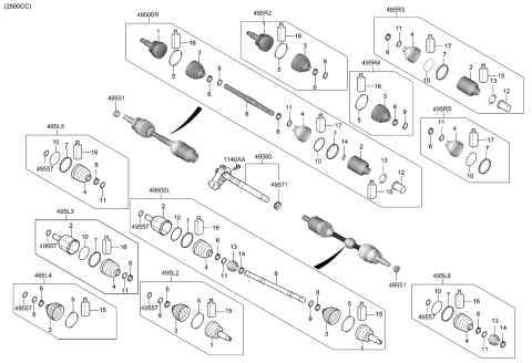 2022 Kia K5 Shaft Assembly-Drive,RH Diagram for 49501L3000