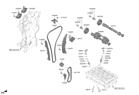 2023 Kia K5 TENSIONER Assembly-VLV T Diagram for 244102M802