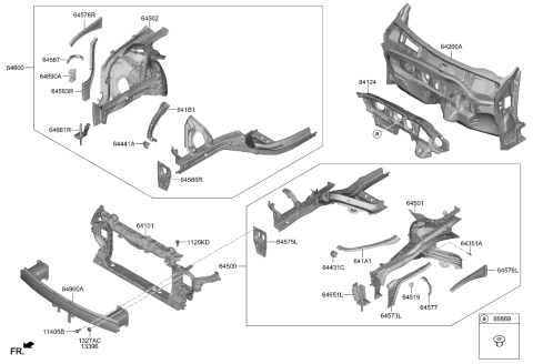 2022 Kia K5 Panel Assembly-FNDR APRO Diagram for 64501L3000