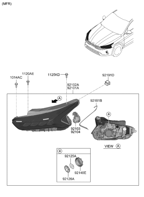 2023 Kia K5 SUB ASSY-HEAD LAMP,L Diagram for 92251L3000