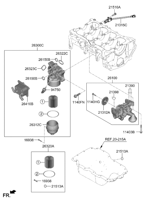 2023 Kia K5 Cooler Assembly-Eng Oil Diagram for 264102M800