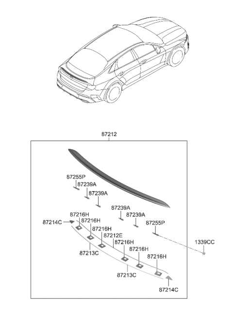 2021 Kia K5 Roof Garnish & Rear Spoiler Diagram 2