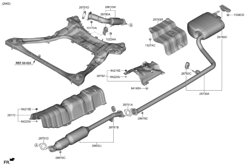 2024 Kia K5 Center Muffler Complete Diagram for 28600L3800