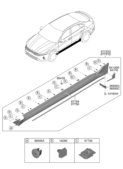 2022 Kia K5 Body Side Moulding Diagram