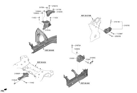 2022 Kia K5 Engine Mounting Support Bracket Diagram for 21825L1450