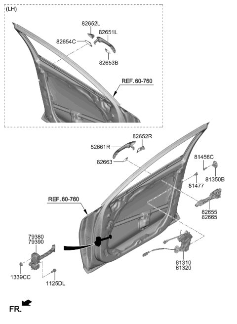 2022 Kia K5 Door Outside Handle Assembly Diagram for 82651L2000