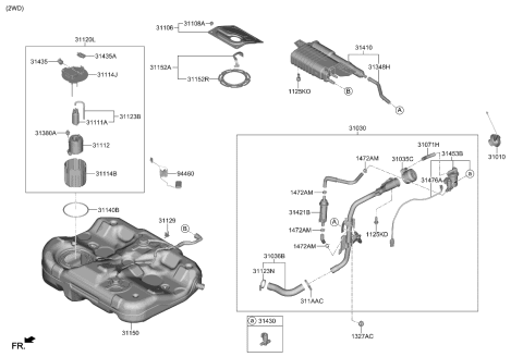 2023 Kia K5 Air Filter Assembly Diagram for 31450L1000